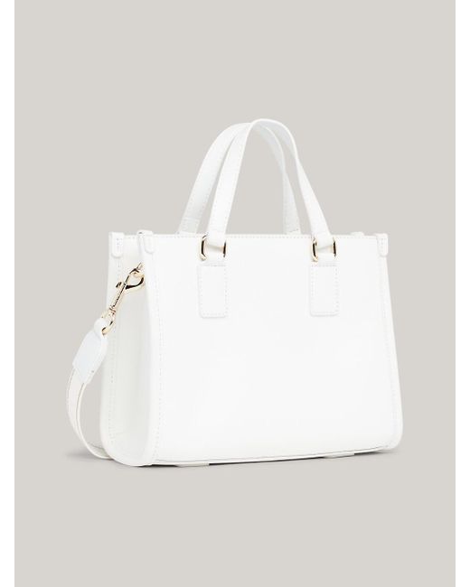 Tommy Hilfiger White Hilfiger Monotype Webbing Strap Small Tote