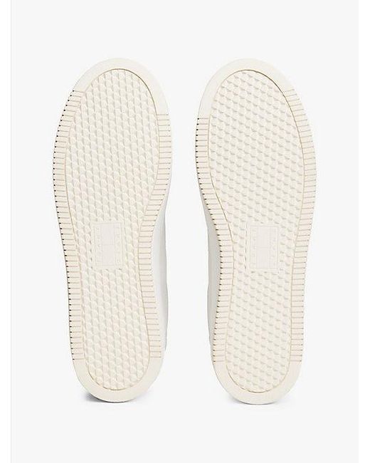 Zapatillas De Plataforma Dentada Con Piel Tommy Hilfiger de color White