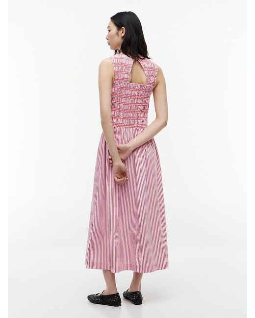 Tommy Hilfiger Pink Stripe Smock Sleeveless Fit And Flare Maxi Dress