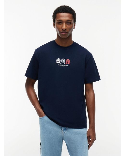 Tommy Hilfiger Blue Back Repeat Crest Logo Relaxed T-Shirt for men