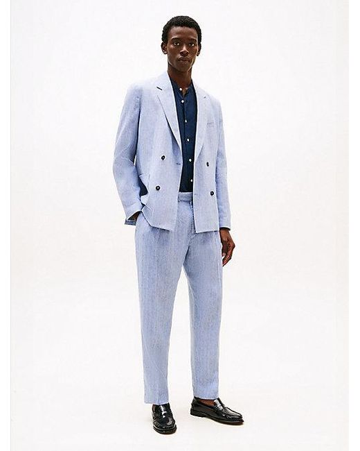 Tommy Hilfiger Smart-Casual Relaxed Fit Blazer Van Linnenmix in het Blue voor heren