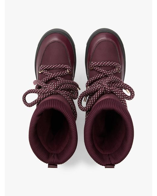 Tommy Hilfiger Red Water Repellent Lace-Up Snow Boots