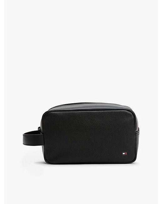 Tommy Hilfiger Leren Toilettas Met Hilfiger-Vlag in het Black voor heren