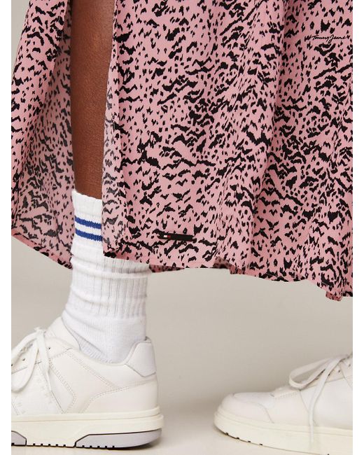Tommy Hilfiger Pink Animal Print Puff Sleeve Maxi Dress