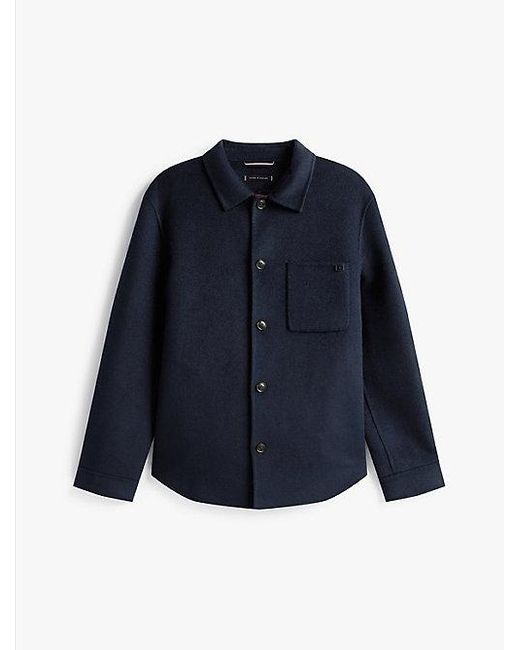 Tommy Hilfiger Smart Casual Shirtjack Van Wolmix in het Blue voor heren