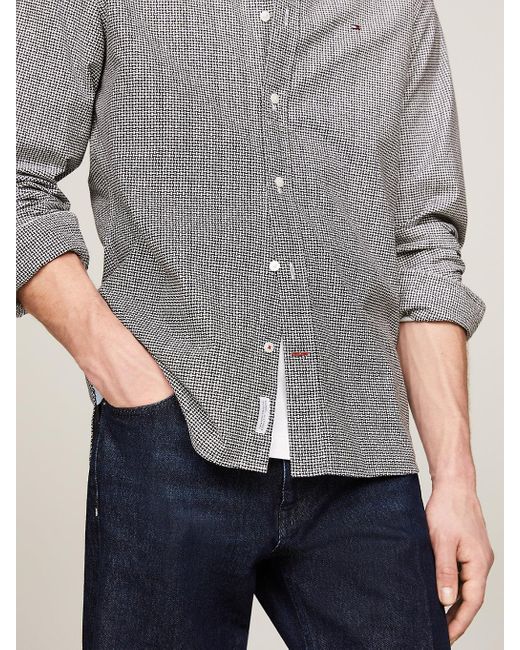 Chemise Oxford coupe standard motif panama Tommy Hilfiger pour homme en coloris Gray