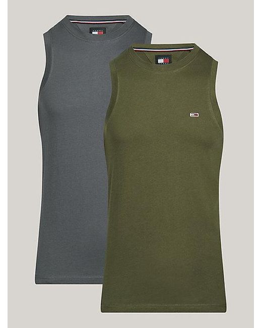 Pack de 2 camisetas sin mangas de corte slim Tommy Hilfiger de hombre de color Green