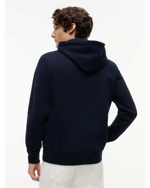 Tommy Hilfiger Blue Logo Embroidery Fleece Hoody for men