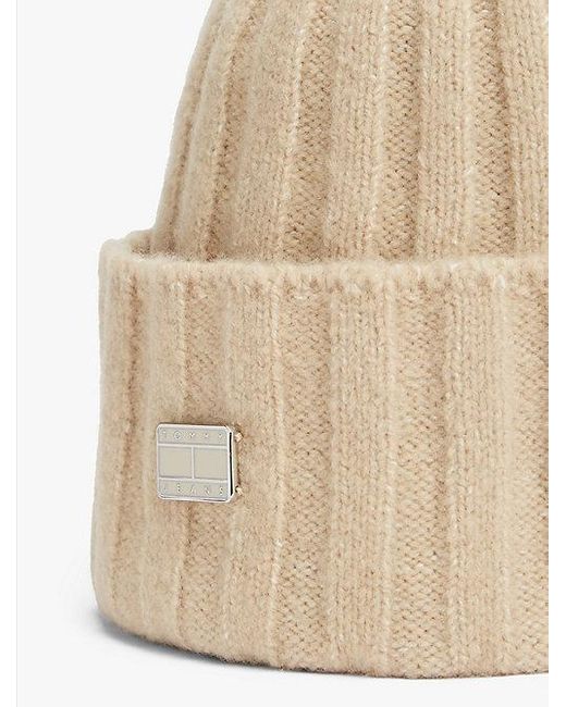 Gorro Heritage En Mezcla De Lana Con Insignia Tommy Hilfiger de color Natural