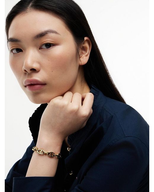Tommy Hilfiger Metallic Plated Flag Mariner Chain-Link Bracelet