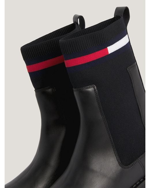 Bottes chaussettes Chelsea compensées Tommy Hilfiger en coloris Black