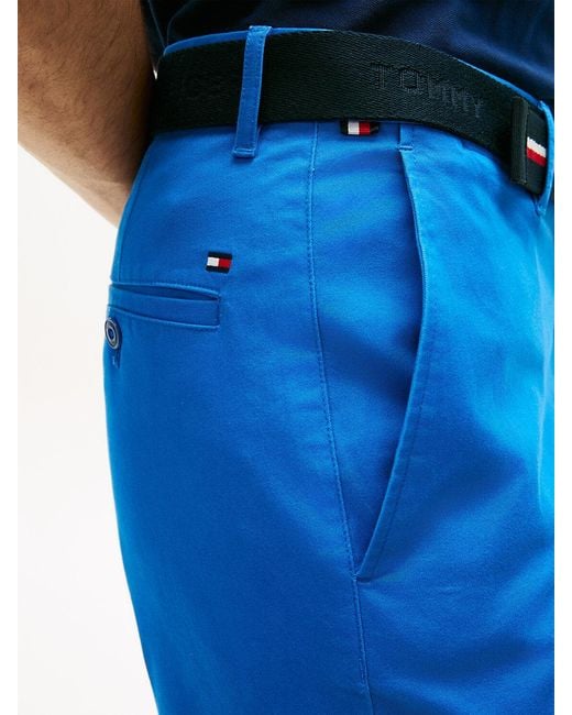 Tommy Hilfiger Blue Denton Straight Fit Belted Chino Shorts for men
