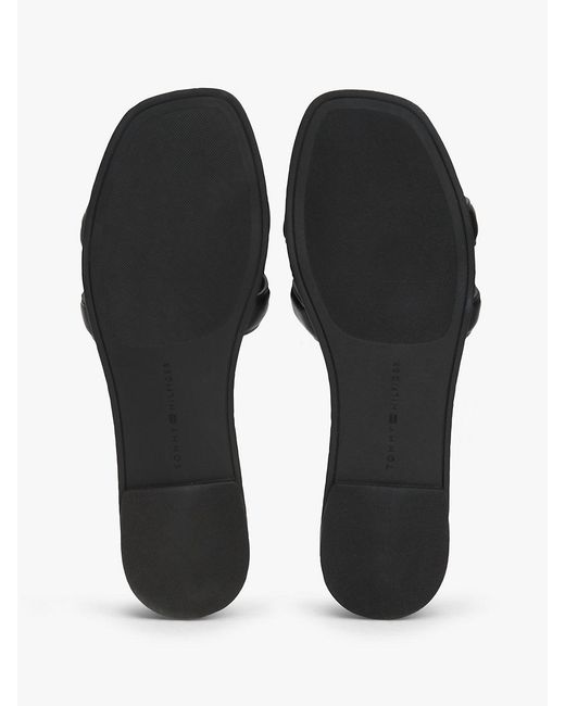 Tommy Hilfiger White Leather Th Monogram Strap Mules