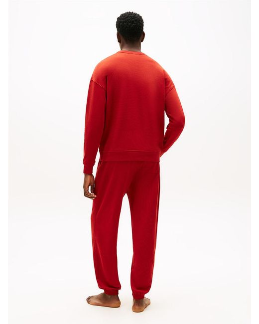 Tommy Hilfiger Red Essential Logo Terry Lounge Track Top for men
