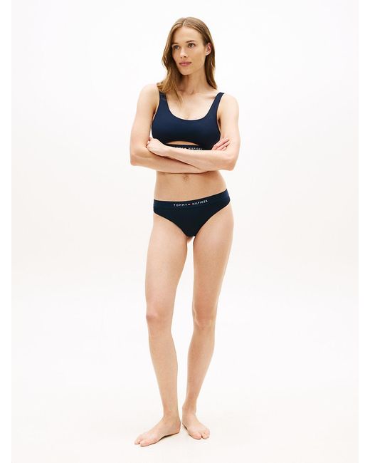 Tommy Hilfiger Blue Original Logo Brazilian Bikini Bottoms