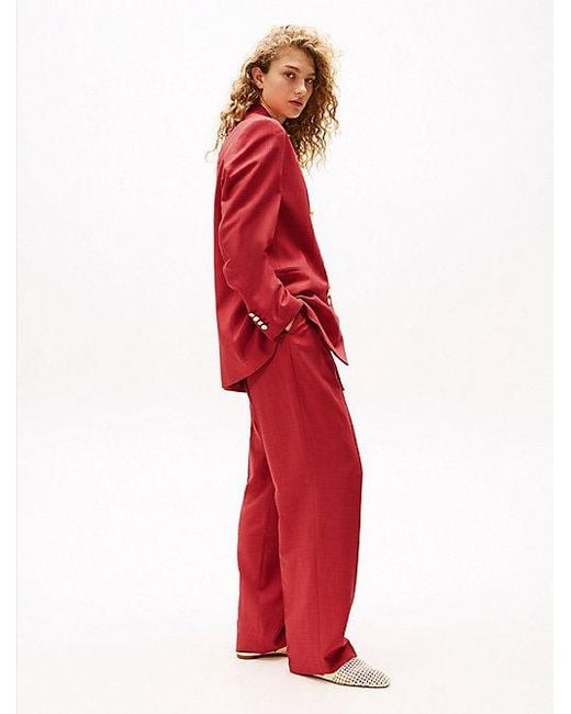 Tommy Hilfiger The Sofia Capsule Regular Broek Met Wijde Fit in het Red