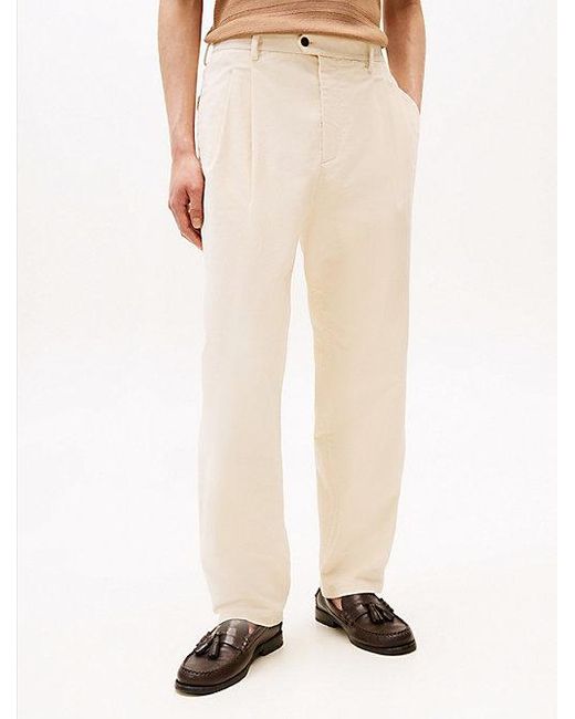 Tommy Hilfiger Corduroy Pantalon Met Persvouwen in het Natural voor heren