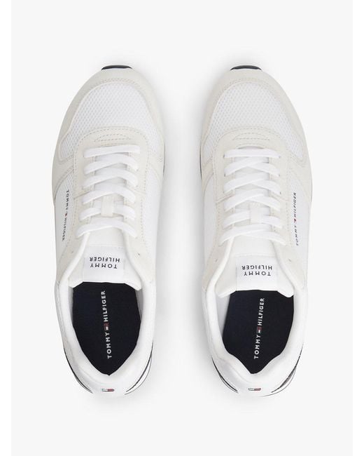 Tommy Hilfiger White Suede Lightweight Mesh Trainers for men