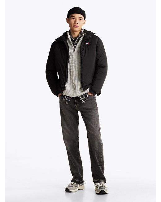 Tommy Hilfiger Black Lightweight Hooded Windbreaker Jacket for men