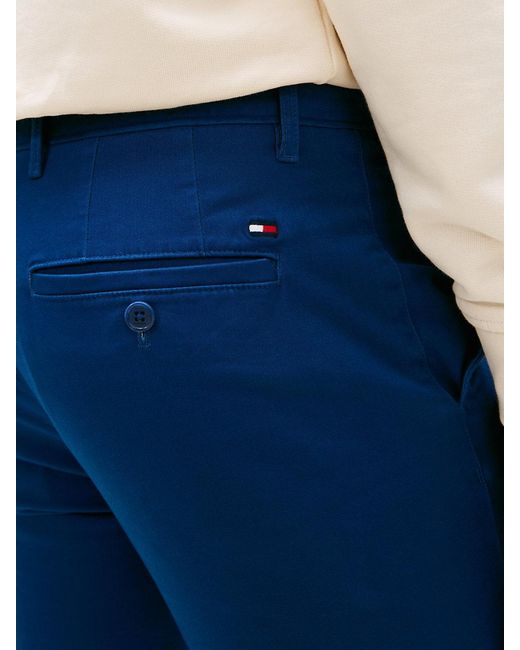 Tommy Hilfiger Blue Denton Slim Straight Twill Chinos for men