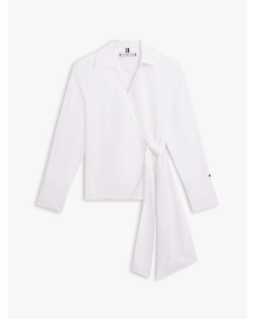 Tommy Hilfiger White Slim Fit Wrap Knot Poplin Shirt