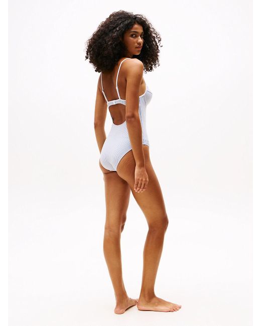 Tommy Hilfiger White Textured Demi Cup Swimsuit