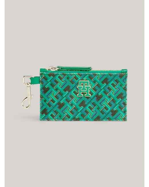 Tommy Hilfiger Green Th Monoplay Clip-on Credit Card Holder