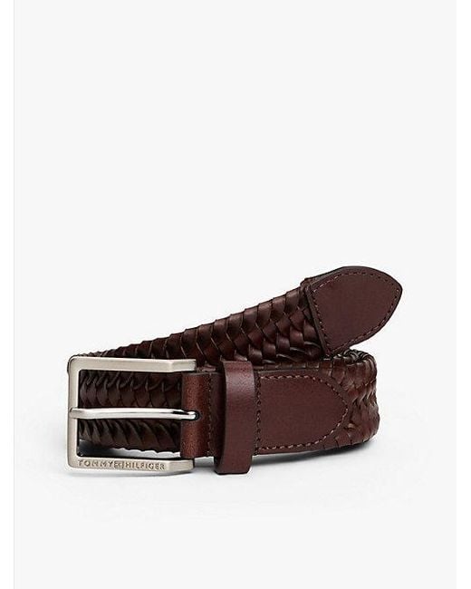 Tommy Hilfiger Gevlochten Riem Met Vierkante Gesp in het Brown voor heren