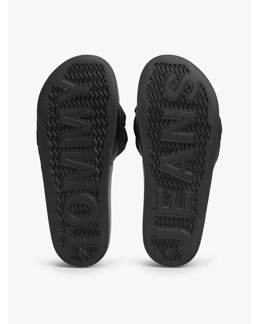Tommy Hilfiger White Embossed Braided Strap Slides