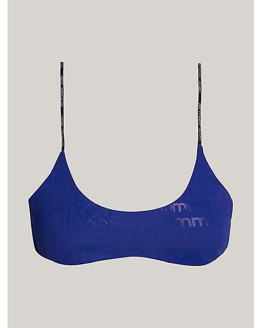 Tommy Hilfiger Bralette-bikinitop Met Logoprint in het Blue