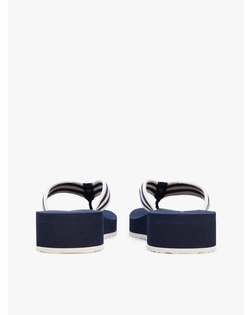 Tommy Hilfiger Blue Stripe Webbing Strap Wedge Flip-Flops