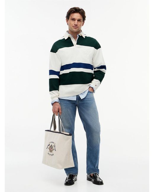 Tommy Hilfiger Green Stripe Relaxed Rugby Shirt for men