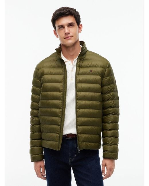 Tommy Hilfiger Green Flag Embroidery Packable Quilted Jacket for men
