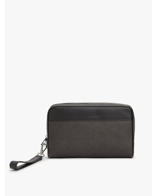 Tommy Hilfiger Black Hilfiger Flag Mixed Texture Pouch for men