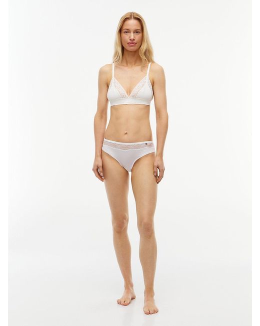 Tommy Hilfiger White Lace Trim Microfibre Briefs
