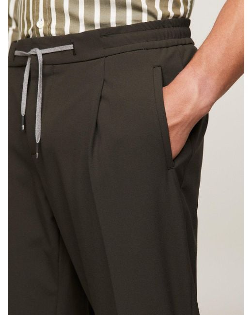 Tommy Hilfiger Black Drawstring Stretch Slim Fit Trousers for men