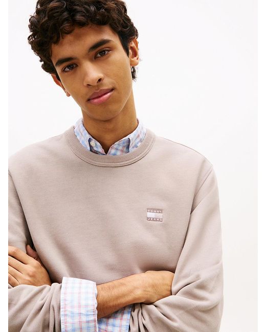 Tommy Hilfiger Natural Tommy Badge Terry Crew Neck Sweatshirt for men