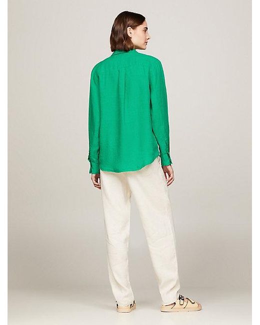 Camisa de lino con corte amplio Tommy Hilfiger de color Green