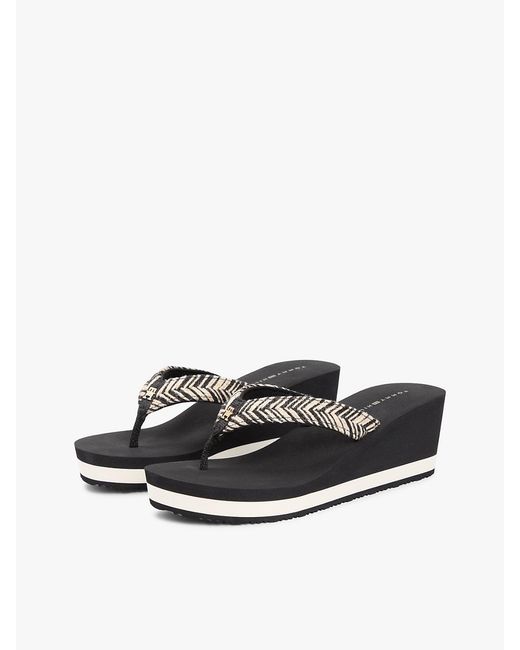 Tommy Hilfiger White Rope Strap Wedge Flip-Flops