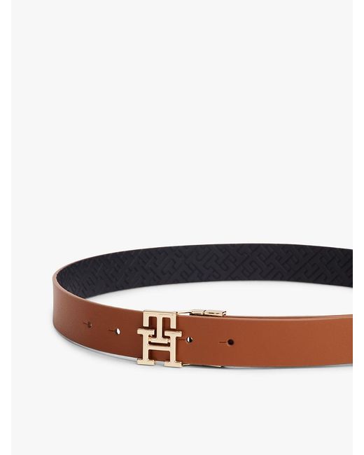 Tommy Hilfiger Brown Th Monogram Reversible Leather Belt