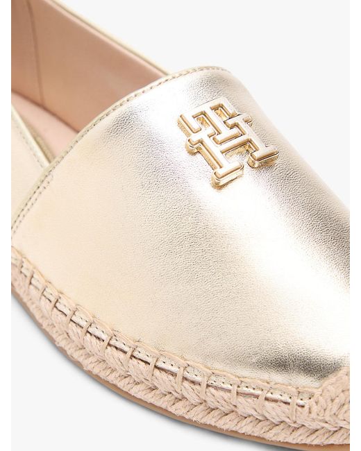 Tommy Hilfiger Natural Th Monogram Metallic Leather Espadrilles