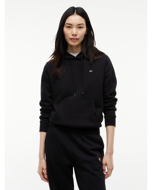 Tommy Hilfiger Black Brushed Fleece Drawstring Hoody