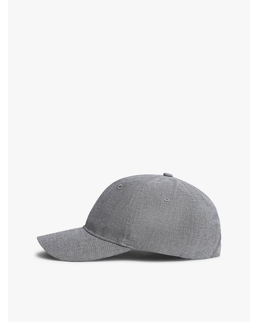 Tommy Hilfiger Gray Hilfiger Flag Embroidery Chambray Baseball Cap for men