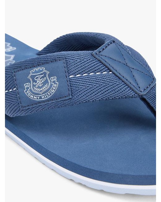 Tommy Hilfiger Blue Crest Patch Webbing Strap Flip-flops for men