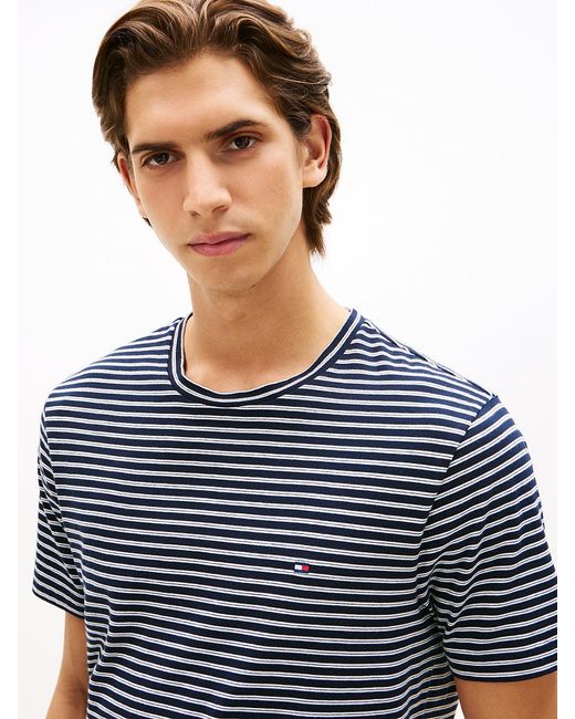 Tommy Hilfiger Blue Flag Embroidery Stripe Jersey T-Shirt for men