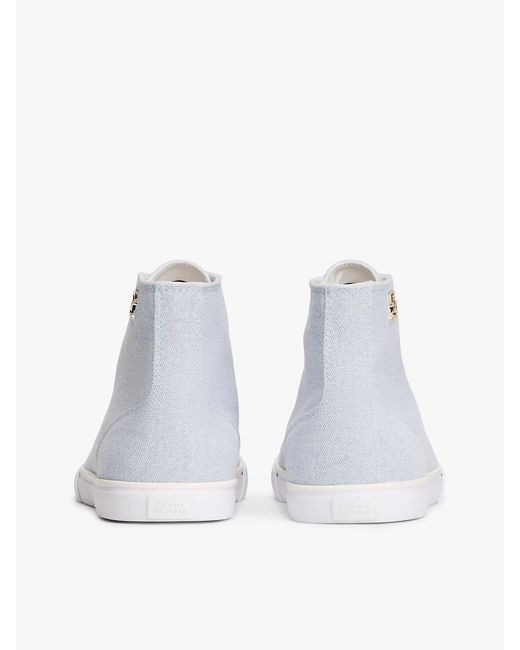 Tommy Hilfiger White Th Monogram Canvas Mid-Top Trainers
