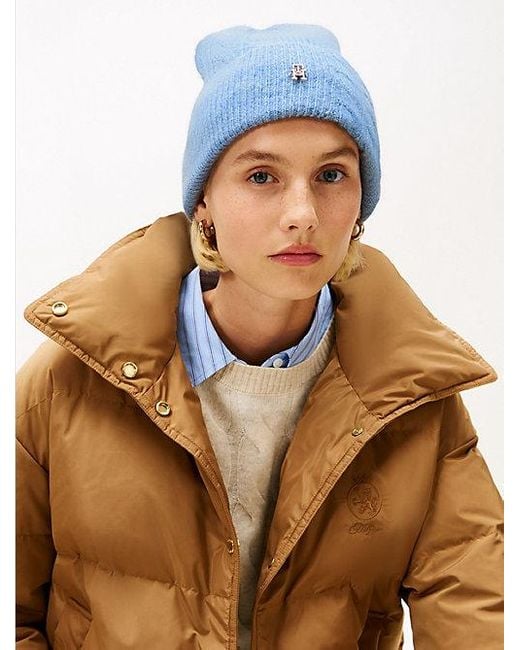 Tommy Hilfiger Chic Fluffy Beanie Met Wol in het Blue