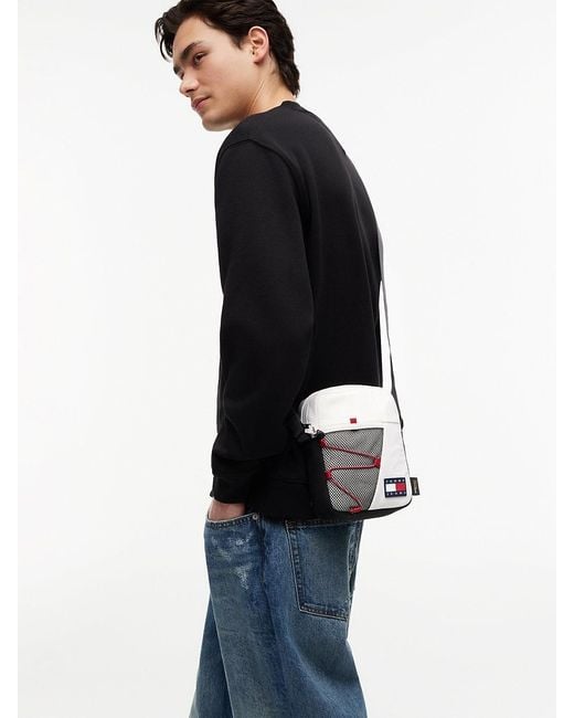 Tommy Hilfiger White Outdoor Mesh Pocket Crossbody Reporter Bag for men