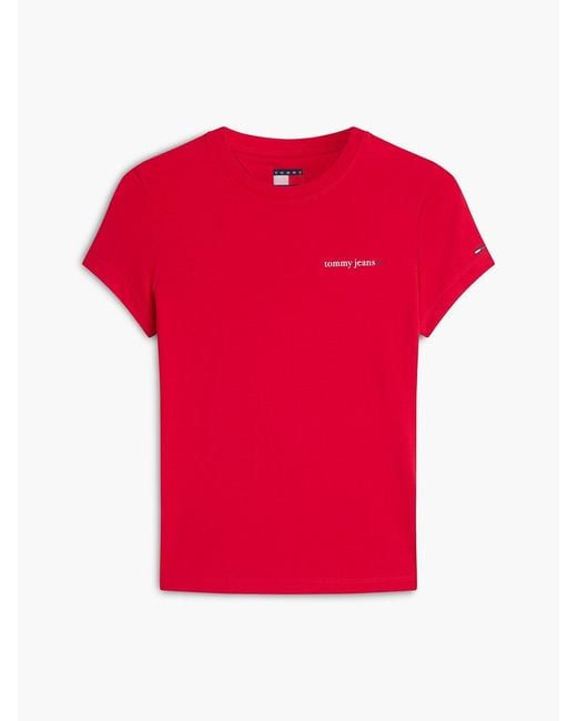 Tommy Hilfiger Red Logo Slim Jersey T-Shirt