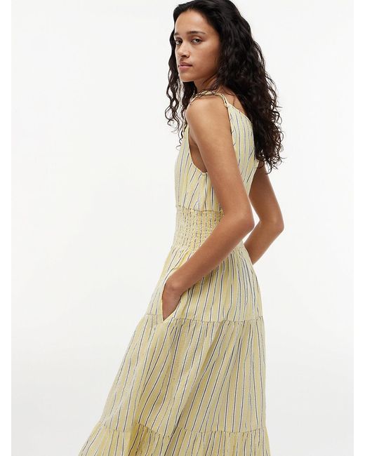 Tommy Hilfiger Natural Self-Tie Strap Smock Midi Dress